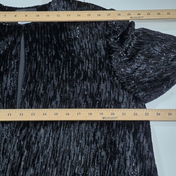 VTG Diane Freis Burnout Velvet Cardigan 1X Black Metallic Lined LS Lagenlook - Picture 5 of 16